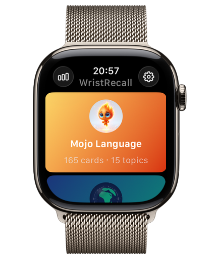 WristRecall deck list on Apple Watch