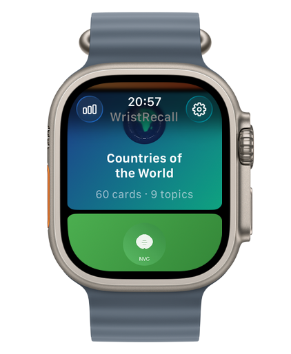 WristRecall countries deck on Apple Watch